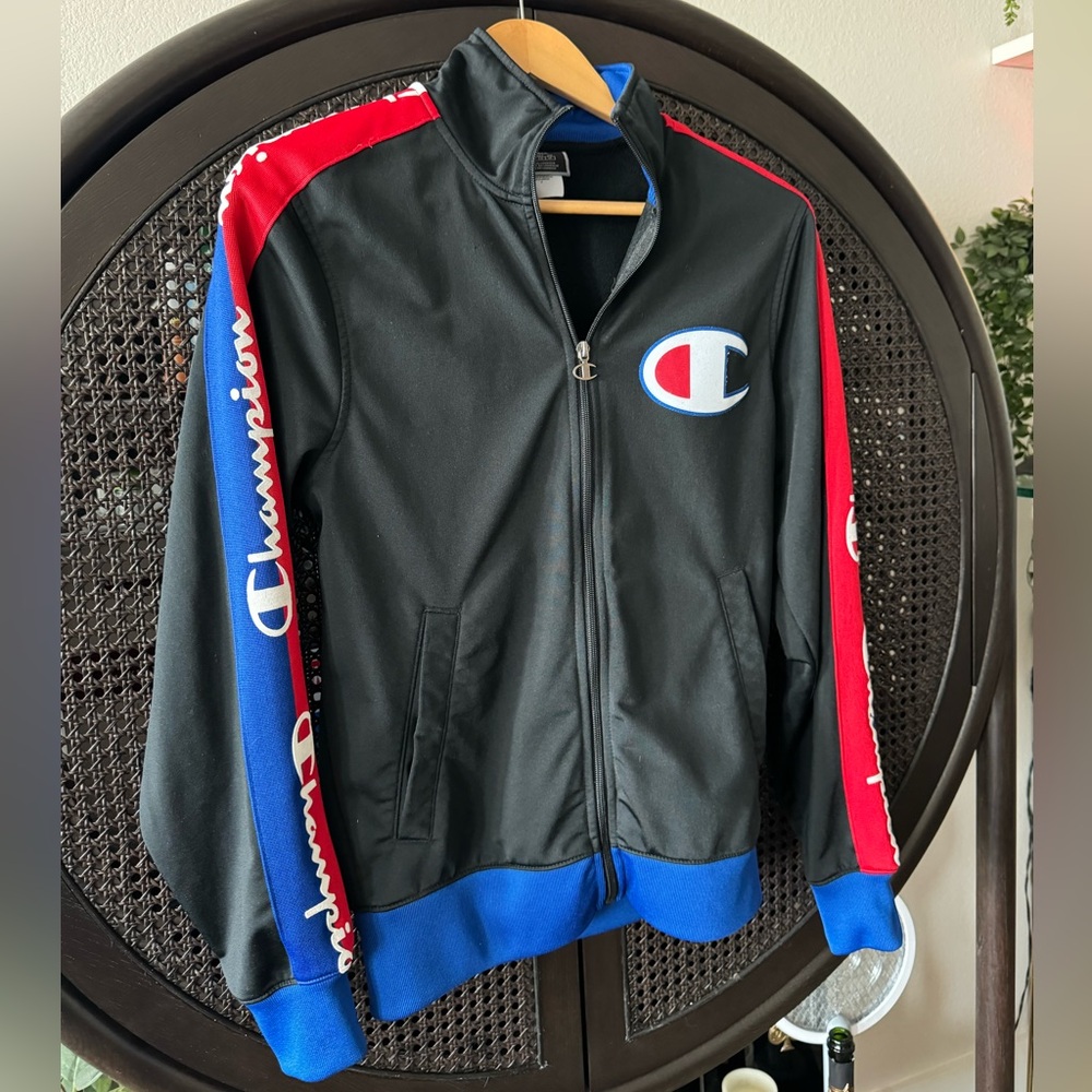 Champion Life Men's Full Zip Track Jacket Big C Logo Taping View 2